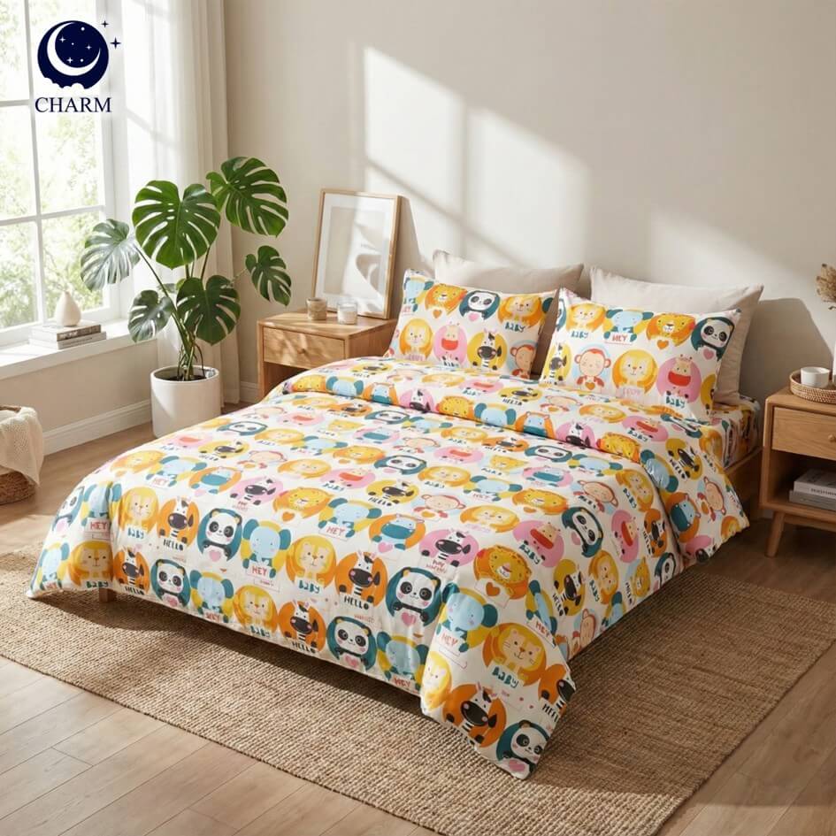 ชุดผ้าปูที่นอน 6 ฟุต 4 ชิ้น CHARM สี WILDLIFE คอลเลคชั่น DREAMY